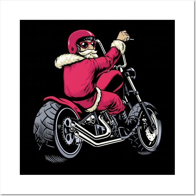 Biker Santa Claus Wall Art by TambuStore